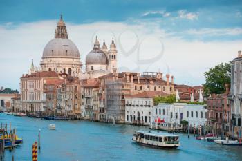 Grand Canal and Basilica Santa Maria della Salute in sunny day. Venice, Italy. Sunny day 