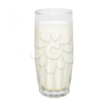 Glass with milk isolated on white.