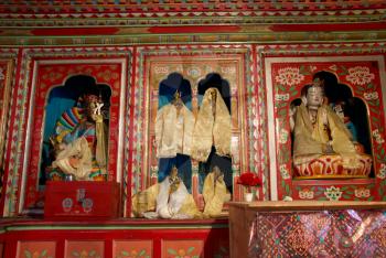 Inside of the buddhistic temple. Tibet, Nepal.