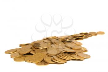 Road of golden coins isolated on white
