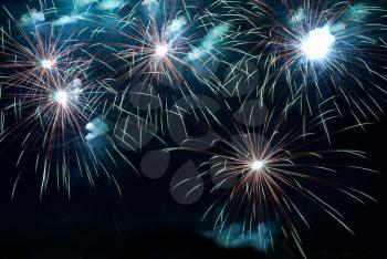 Fireworks, salute with the black sky background