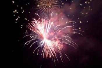 Fireworks, salute with the black sky background