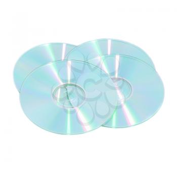 Stack of compact discs isolated on white background