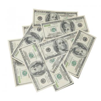 Stack of american dollars isolated on white.