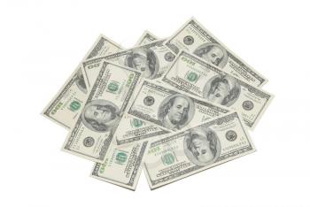 Stack of american dollars isolated on white.
