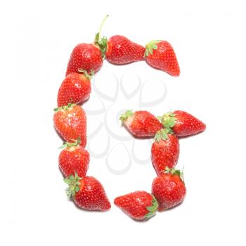 Strawberry health alphabet- letter G with white isolation