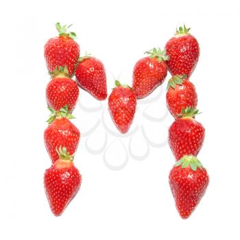 Strawberry health alphabet- letter M with white isolation