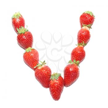 Strawberry health alphabet- letter V with white isolation