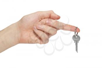Key in the hand isolated on white