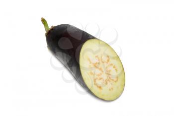 Sliced purple aubergine isolated on white.