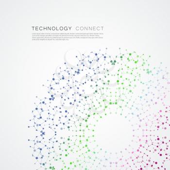 Abstract circle pattern structure. Vector connected dots and lines.