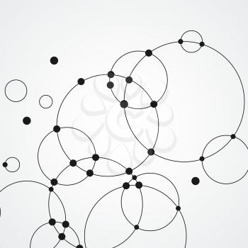 Vector background with overlapping circles and dots. Connect creative structure.