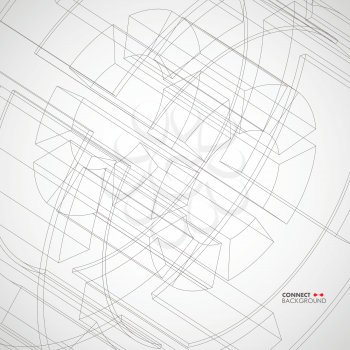 Vector illustration with technical drawing wheel.