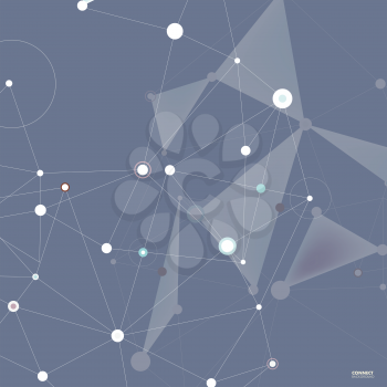 Abstract polygonal with connecting dots and lines. Connection science background.