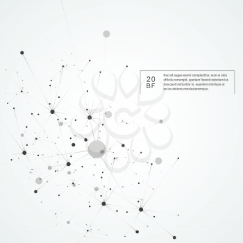 Connection science molecule background with lines and dots.