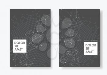 Abstract geometric background with connected lines and dots. Technology vector brochure cover design.