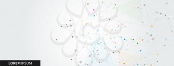 Abstract polygonal horisontal background with abstract connecting dots and lines.