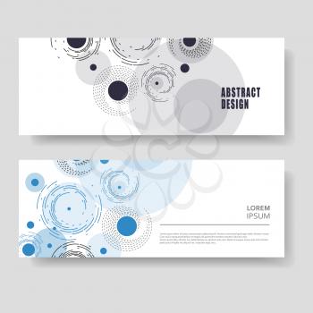 Two modern banner. Abstract modern technology background, futuristic twirl design. Lines and circle structure elements.