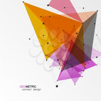 Vector abstract polygonal background. Connect color triangle with dots.
