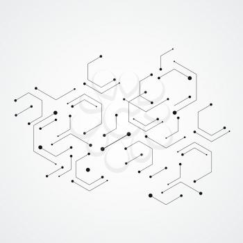 Hexagons genetic, science vector connection, chemical carcass and social network. Vector concept with lines and dots.