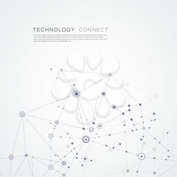 Vector connect lines and dots. Cover template for sciense and technology presentation or web.