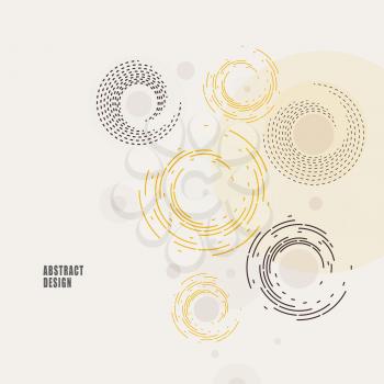 Vector background of circles and rounded lines in vintage style.