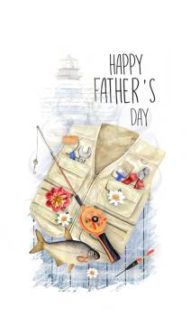 Creative postcard for Happy Father's Day. Can use as a greeting card, poster, flyer.