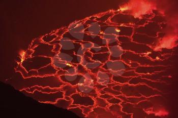 Mouth of the volcano with magma. Molten magma in the muzzle.