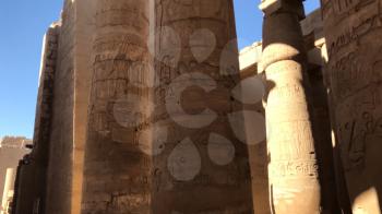 Buildings and columns of ancient Egyptian megaliths. Ancient ruins of Egyptian buildings