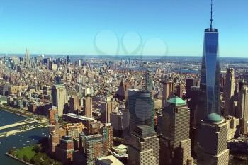 The city of New York is a bird's-eye view. Skyscrapers of the city of New York. aerial survey.