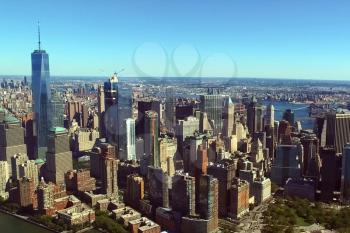 The city of New York is a bird's-eye view. Skyscrapers of the city of New York. aerial survey.