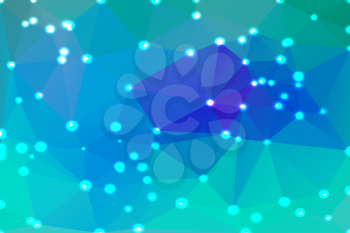 Turquoise blue purple abstract low poly geometric background with defocused lights
