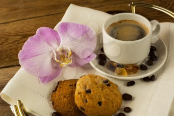 Coffee cup and cookies. Cup of coffee. Coffee break. Morning coffee. Coffee cup