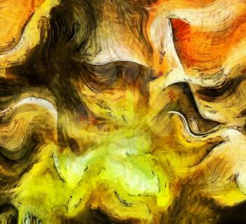 Yellow Abstract Painting. 3D rendering