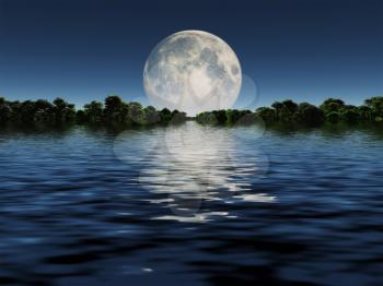 Moonrise over water