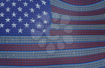 USA Flag of Binary Code