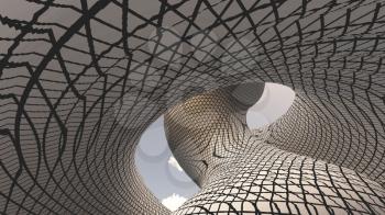 Modern architectural conceptual design. Geometric construction creative wallpaper. Contemporary architecture