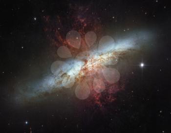 Vivid galaxies and nebulae. 3D rendering
