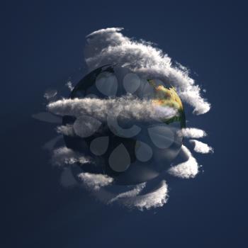 Planet Earth with clouds. 3D rendering