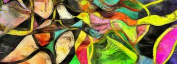 Swirling Shapes, Color and Lines. 3D rendering