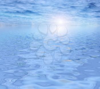 Light water and clouds. 3D rendering