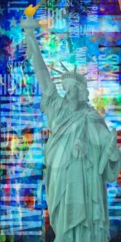 Modern painting. Liberty statue. 3D rendering