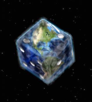 Planet Earth in dice shape. 3D rendering