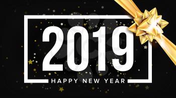 2019 Happy New Year Background Vector. Greeting Card Design Template. Christmas. Illustration
