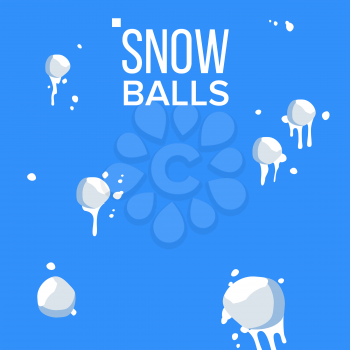 Having Snowballs From Crowd Vector. Isolated Illustration