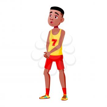 Teen Boy Poses Vector. Black. Afro American. Active, Expression. For Presentation, Print, Invitation Design. Isolated Cartoon Illustration
