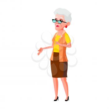 Old Woman Poses Vector. Elderly People. Senior Person. Aged. Cheerful Grandparent. Presentation, Invitation, Card Design. Isolated Cartoon Illustration
