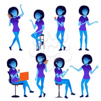 Woman Set Vector. Modern Gradient Colors. People Different Poses. Business Character. Beautiful Person. Isolated Flat Illustration