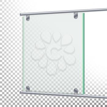 Advertising Glass Board Vector. Banner Mockup Illustration. Empty Glass Screen
