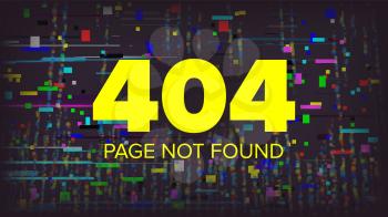 404 Error Web Page Vector. Oops Error Page Template. Network Trouble. Problem Screen Concept Illustration.